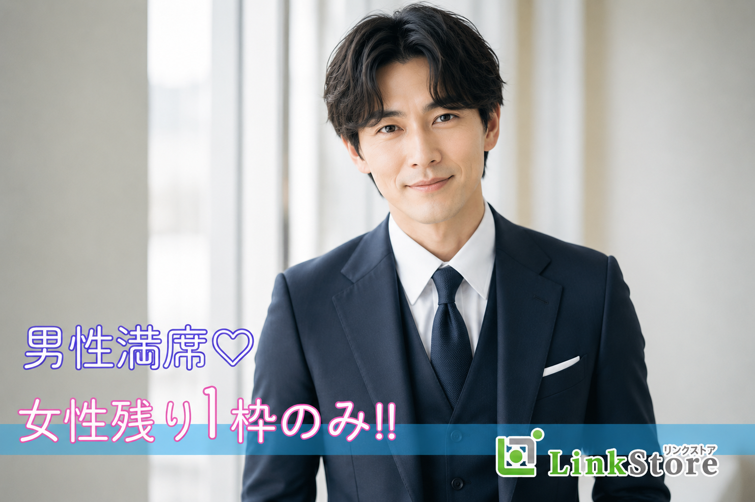 男性満席♪女性残り1枠です!!!《30代初婚女性限定》高収入・ノンスモーカー男性と理想の出会い